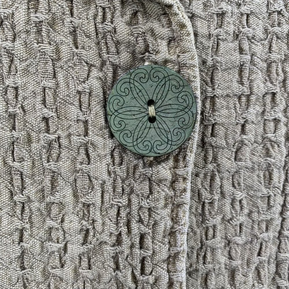 FOCUS Moss Green Waffle Textured Cotton Casual Jacket Size Large Lagenlook - Picture 2 of 4